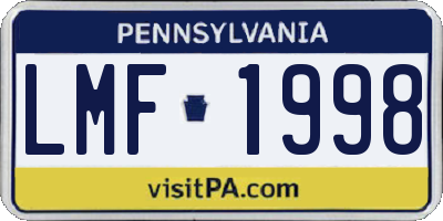 PA license plate LMF1998