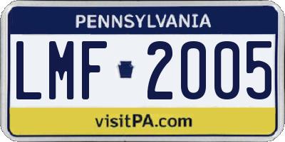 PA license plate LMF2005