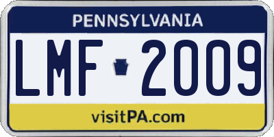 PA license plate LMF2009