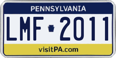 PA license plate LMF2011