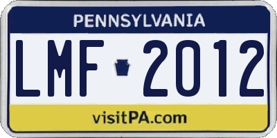 PA license plate LMF2012