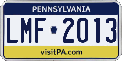 PA license plate LMF2013