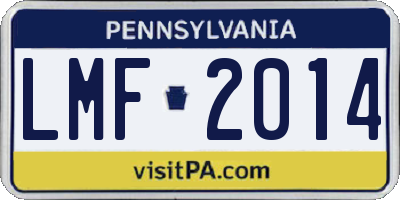 PA license plate LMF2014
