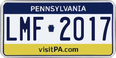 PA license plate LMF2017