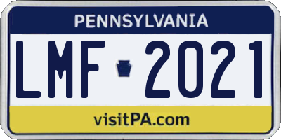 PA license plate LMF2021