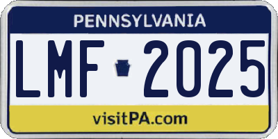 PA license plate LMF2025