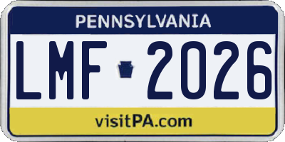 PA license plate LMF2026