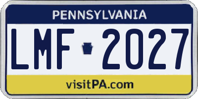 PA license plate LMF2027