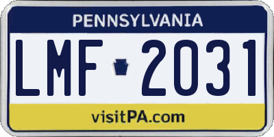 PA license plate LMF2031