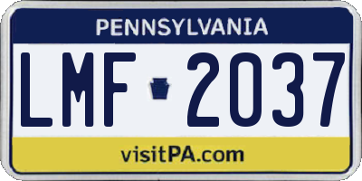 PA license plate LMF2037