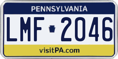 PA license plate LMF2046