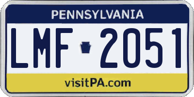PA license plate LMF2051