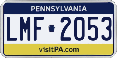 PA license plate LMF2053