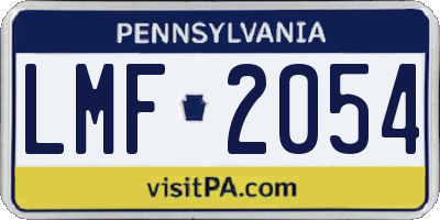 PA license plate LMF2054