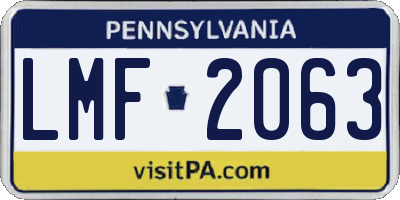 PA license plate LMF2063