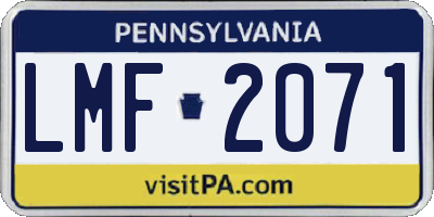 PA license plate LMF2071