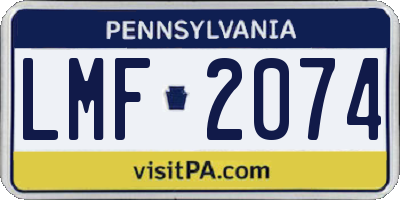 PA license plate LMF2074