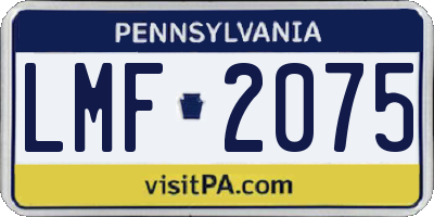 PA license plate LMF2075