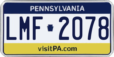 PA license plate LMF2078