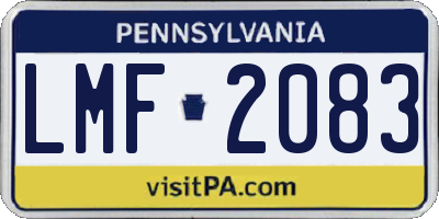 PA license plate LMF2083