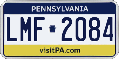 PA license plate LMF2084