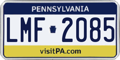 PA license plate LMF2085
