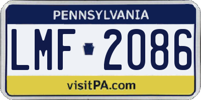 PA license plate LMF2086