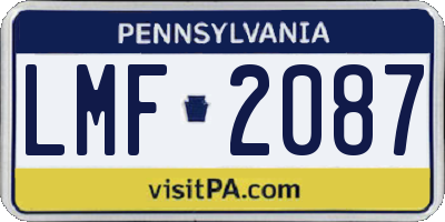 PA license plate LMF2087