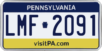 PA license plate LMF2091
