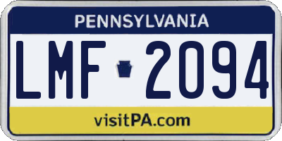 PA license plate LMF2094