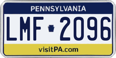 PA license plate LMF2096
