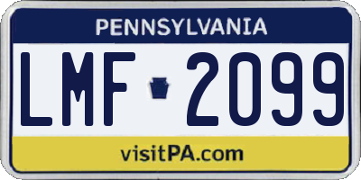 PA license plate LMF2099