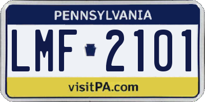 PA license plate LMF2101
