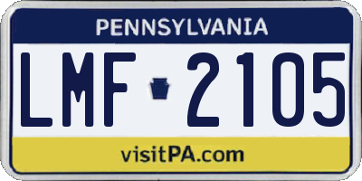 PA license plate LMF2105