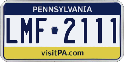 PA license plate LMF2111