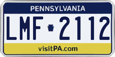 PA license plate LMF2112
