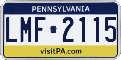 PA license plate LMF2115