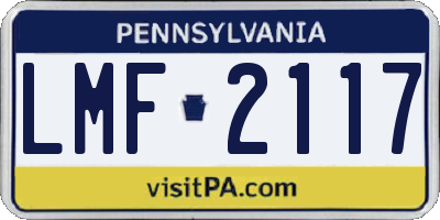PA license plate LMF2117
