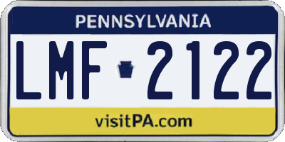 PA license plate LMF2122