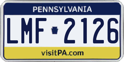 PA license plate LMF2126