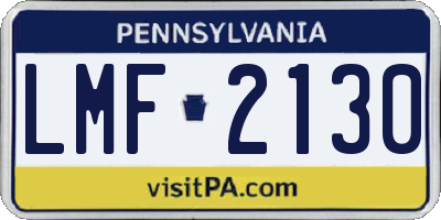 PA license plate LMF2130