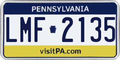 PA license plate LMF2135