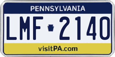 PA license plate LMF2140