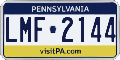 PA license plate LMF2144