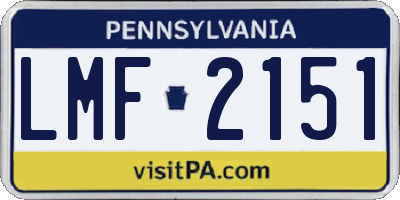PA license plate LMF2151