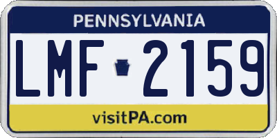 PA license plate LMF2159