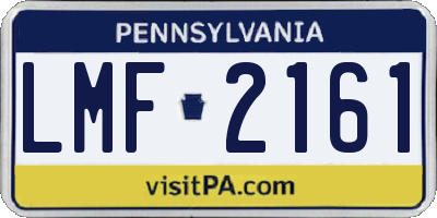 PA license plate LMF2161