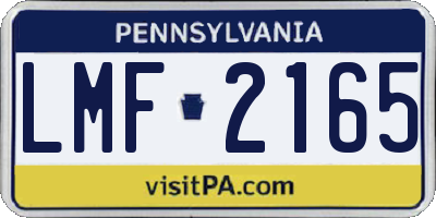 PA license plate LMF2165