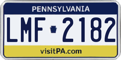 PA license plate LMF2182