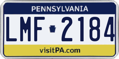 PA license plate LMF2184